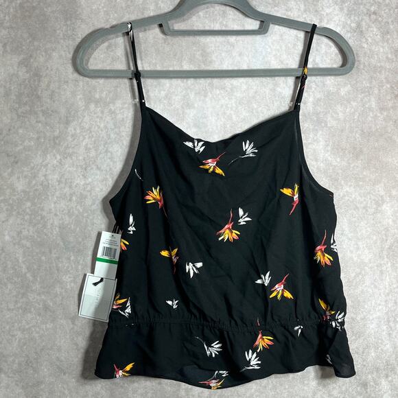 1. State Tabea Top Womens Large Black Floral Spaghetti Strap Ruffle Hem Boho NEW - Picture 4 of 9